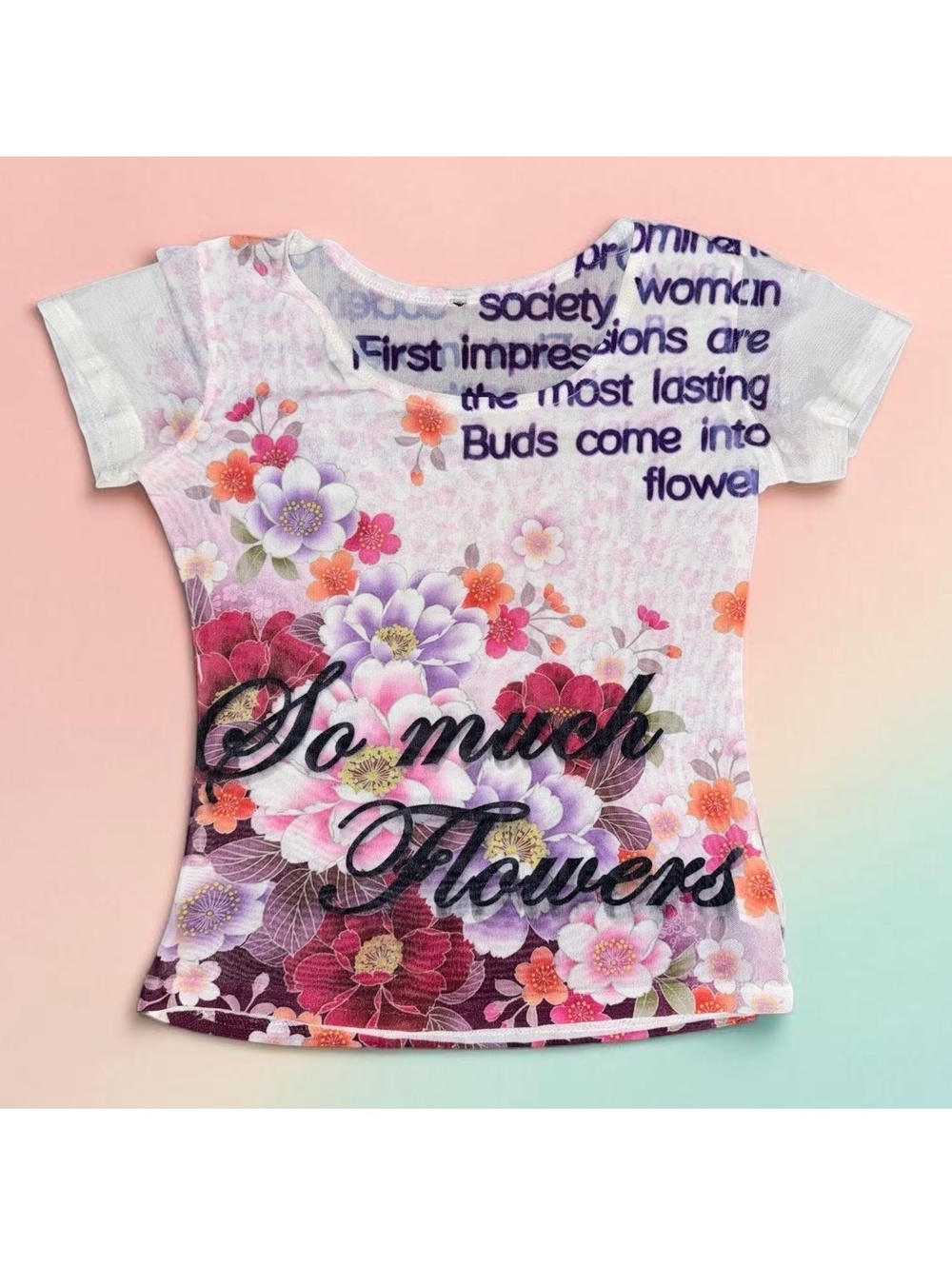 Pink Purple Floral Mesh Baby Tee